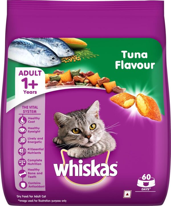 81Cnv0mKmbL._SL1500_.jpg Whiskas Wet Food for Adult Cats (1+Years), Salmon in Gravy Flavour, 12 Pouches (12 x 85g) & Whiskas Adult (+1 Year) Dry Cat Food Food, Tuna Flavour, 480g Pack