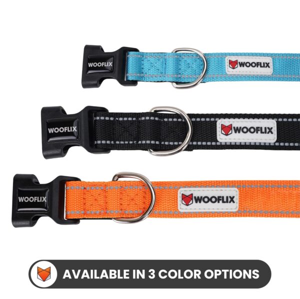 WOOFLIX Reflective Dog Collar For Training And Walks|Adjustable Nylon Training Collar With Tactical Buckle And D-Ring For Medium And Large Dogs|Reflective Dog Collar|(Medium, Orange, 13 Cm X 15 Cm)