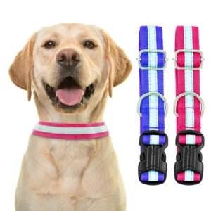 Buraq Pets 2 Pcs Reflective Dog Collar, Feautures with Adjustable & Durable, Nylon Dog Belt, Heavy Metal D Ring & Strong Buckle, for Dogs (Multicolor)