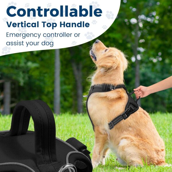 Funfox Dog Harness Medium Sized Dog, No Pull Dog Vest Adjustable, Comfortable Breathable Material Reflective Strips with Metal Clip for Control Easy Walking for Medium Breed Dogs Black