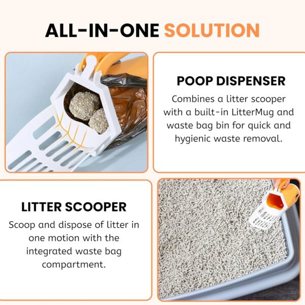 Foodie Puppies 2 in 1 Detachable Cat Litter Scoop - (LitterMug Scooper) with Garbage Bag Bin | Easy to Scoop, Comfortable Grip Handle, Cleaning Tool for Cat Sand and Waste Removal