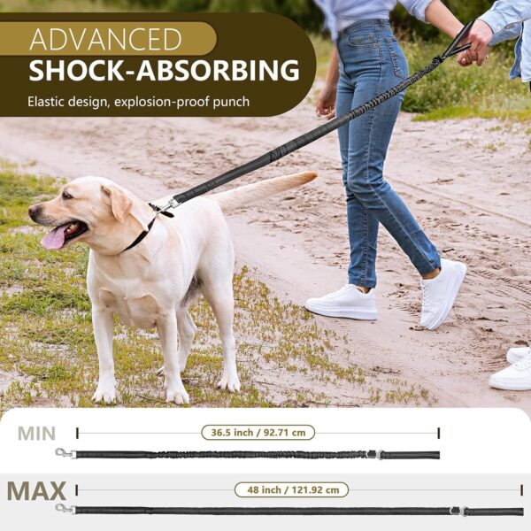 FYA Tactical Heavy Duty Bungee Dog Leash for Medium Large Breed Dogs - No Pull Shock Absorption With Car Seatbelt, 6 Feet Training Leash