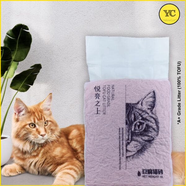 YellowCult Tofu Cat Litter Clumping & Flushable, Ultra Absorbent and Fast Drying, 100% Natural Ingredients, Ultra Odour Control, Really Dust-Free, Less Scattering [6 litres - Honeycomb Peach]