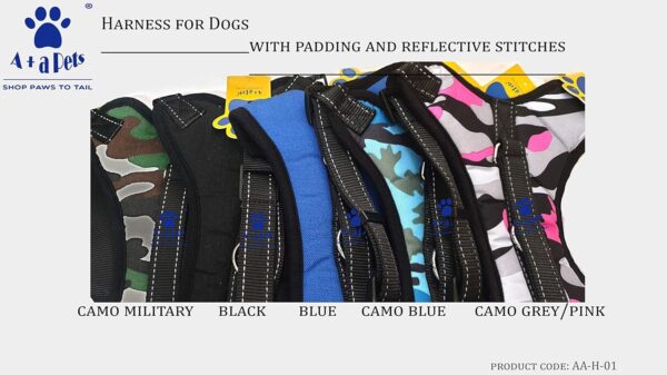81HaivbEswL._SL1500_.jpg A+a Pets' Heavy Duty No-Pull Pet Harness Adjustable Pet Vest with Handle for Outdoor Walking Easy Control for Small Medium Large Dogs (Medium, Camo Military)