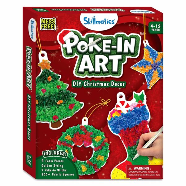 Skillmatics Poke-in Art - Christmas Decor, Mess-Free Art for Kids, DIY Craft Kits, Creative Activity, Fine Motor Skills, Gifts for Ages 4, 5, 6, 7, 8, 9, 10, 11, 12