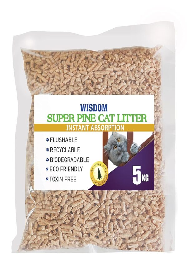 New Improved WISDOM SUPERPINE Wood CAT Litter- Pack of Two (5 KG x 2)