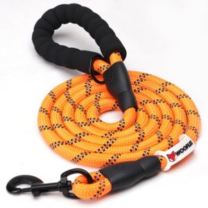 Wooflix Heavy Duty Nylon Dog Leash | Anti Slip Padded Wooflix Heavy Duty Nylon Dog Leash | Anti Slip Padded Handle Long Dog Leash | Highly Reflective Leash for Dogs | Dog Rope for Medium & Large Dogs | Dog Training Leash | (Orange, 5 Feet Long)