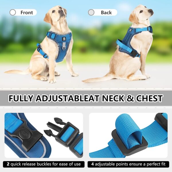 81KCrrnt27L._SL1500_.jpg FYA Dog Harness With 1.5M Rope, No-Pull Reflective Pet Vest Harness, No-Pull Pet Harness, Reflective No-Choke Pet Oxford Vest With Easy Control Handle For Midium Large Dogs,Lake Blue