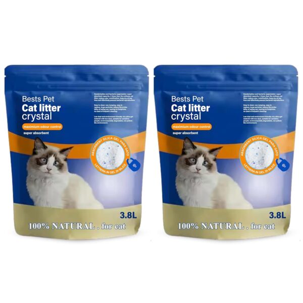 Foodie Puppies Silica Crystal Cat Litter - 3.8L (Pack of 2) | Odor Control and High Absorption | Non-Clumping, Deodorizing and Continuous Freshness | Natural and Low Dust