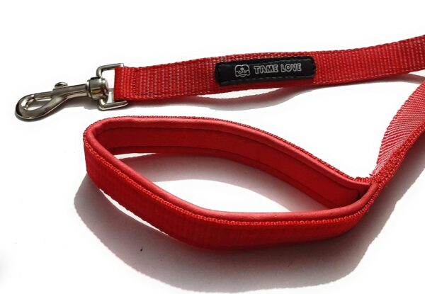 Adjustable Breathable Dog Chest Belt Harness and Padded Leash Belt for Adult Breeds | Comfortable for Training, Walking, Running (Red Color - 1 Inch)