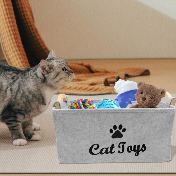 81LBU6YKCZL._SL1500_.jpg Toy Storage Basket, Toy Baskets for Storage, Large Folding Cat Toy Box Felt Pet Basket Felt Pet Toys Bin Perfect for Organizing Blankets and Food