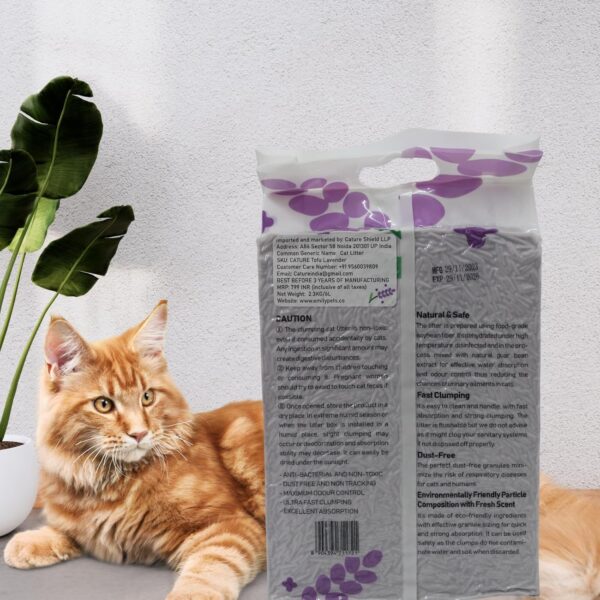 Cature Care by Nature Tofu Cat Litter Natural Flushable Clumping Litter Plant Based Biodegradable Ultra Odour Control 99% Dust Free Low Tracking Cat Litter (Lavender, 6L)
