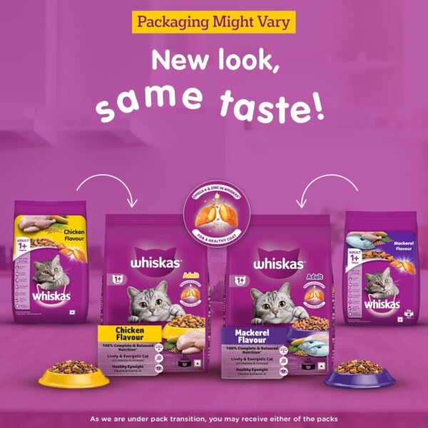 81NCalISpL._SL1500_.jpg Whiskas Adult (+1 Year) Dry Cat Food, Chicken Flavour, 1.2kg Pack & Whiskas Adult (+1 Year) Dry Cat Food, Mackerel Flavour, 1.2kg Pack