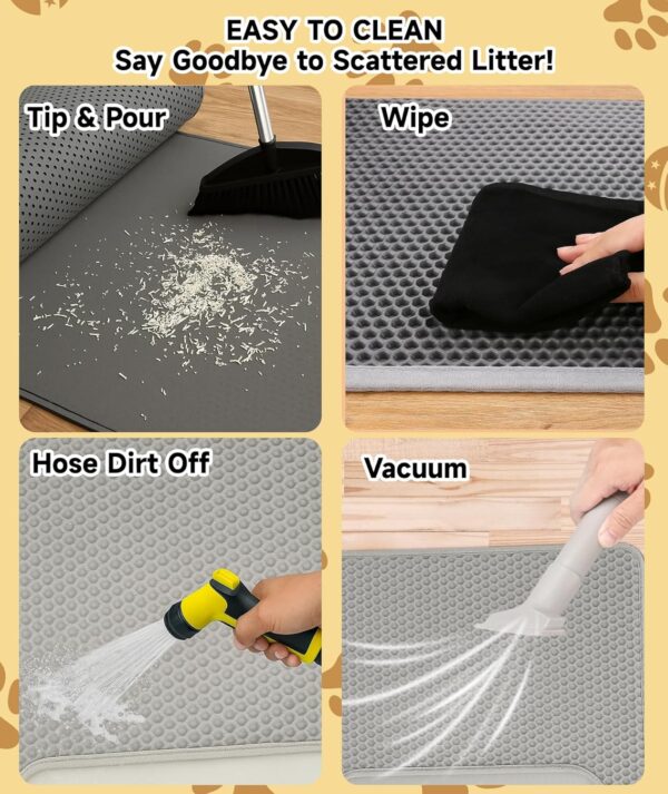 1 Pcs Cat Litter Mat, Double Layer,Waterproof Litter Trapping Mat,13.7 * 23.6 inches/35 * 60cm Litter Mat Double Layer Open Edge Design, Easy Clean Cat Mats for Hardwood Floors
