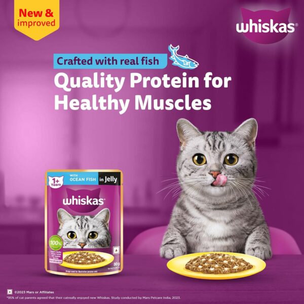 81PMcO8R3cL._SL1500_.jpg Whiskas Adult (+1 Year) Wet Cat Food, Ocean Fish Flavor, 80 g, Pack of 28 | Complete & Balanced Food for Adult Cats | Pet Food for Hydration of Cats