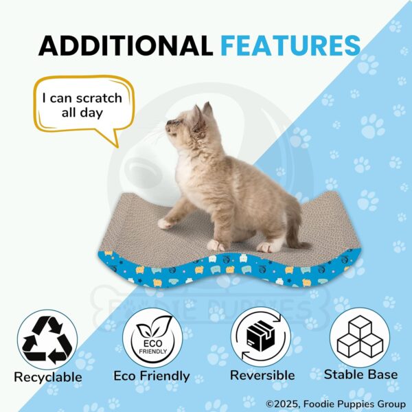 Foodie Puppies 2-in-1 Reversible Cat Scratcher Pad with Catnip for Cats & Kittens, (Breaker) | Durable Corrugated Cardboard Cat Scratch Post for Furniture Protection, Play & Rest (44cm x 23.5cm x 8cm)
