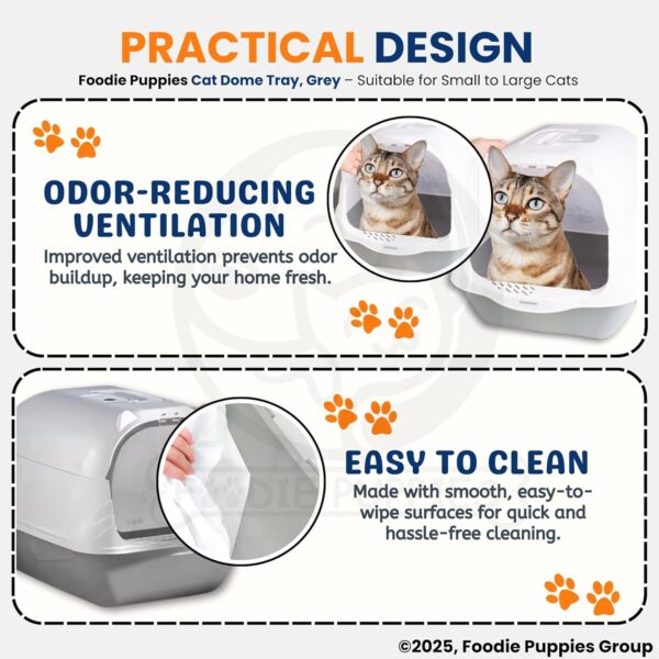Foodie Puppies Litter Box with Scooper (Dome Cat Tray) (38 x 26 x 36 cm) | Training Cat Litter Tray for Small to Medium Cats, Kittens, and Puppies | Potty/Poo Training Box with Door & Handles