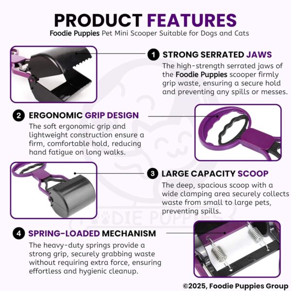Foodie Puppies Potty Scooper Non-Breakable Pet Pooper Scooper for Dogs and Cats (Mini Scooper) High Strength Material and Durable Spring for Easy Grass and Gravel Pick Up