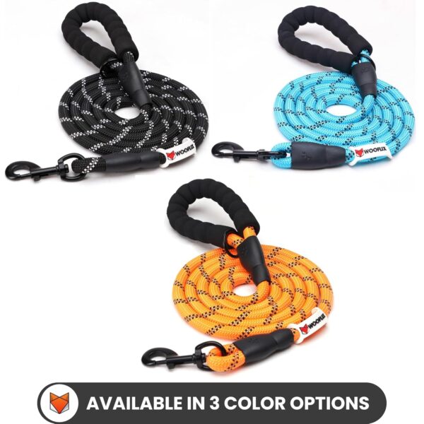 81T4Bk4hgVL._SL1500_.jpg Wooflix Heavy Duty Nylon Dog Leash | Anti Slip Padded Handle Long Dog Leash | Highly Reflective Leash for Dogs | Dog Rope for Medium & Large Dogs | Dog Training Leash | (Orange, 5 Feet Long)