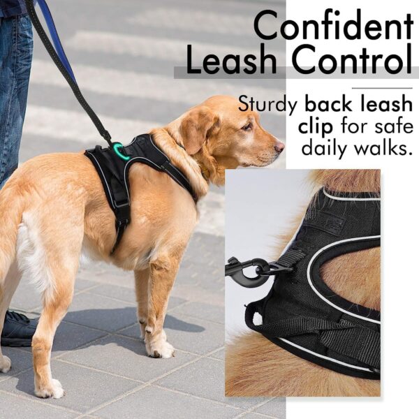 JV No-Pull Dog Harness with Reflective Straps, Padded Air Mesh, Adjustable with Top Handle, Black