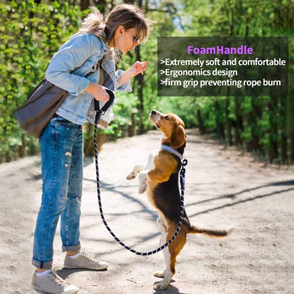 81UeE5bnZbL._SL1500_.jpg Furco Dog Leash Dog Belt Heavy Duty Nylon | Anti Slip Padded Handle Long Dog Leash Highly Reflective Leash for Dogs Rope for Medium & Large Dogs 12 mm Thickness (Black, 6.5 Feet Long)