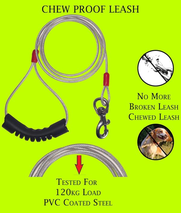 81Upin-OYL._SL1500_.jpg Patch & Marshall Dog Leash Indestructible/Chew Proof Leash For Dogs - 5Ft - Heavy Hook - Grip Handle - Silver - 1Pc - 152.4 Cm