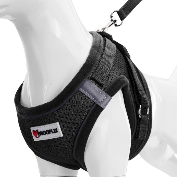 WOOFLIX Dog Harness for Small Dogs, Puppies and Cats | WOOFLIX Dog Harness for Small Dogs, Puppies and Cats | Suitable for Small Size Dogs, Cats & Puppies of 7 kg - 10 kg | Reflective Soft Padded Dog Harness with Secure Fit | Black (7 kg-10 kg Dog & Cat)