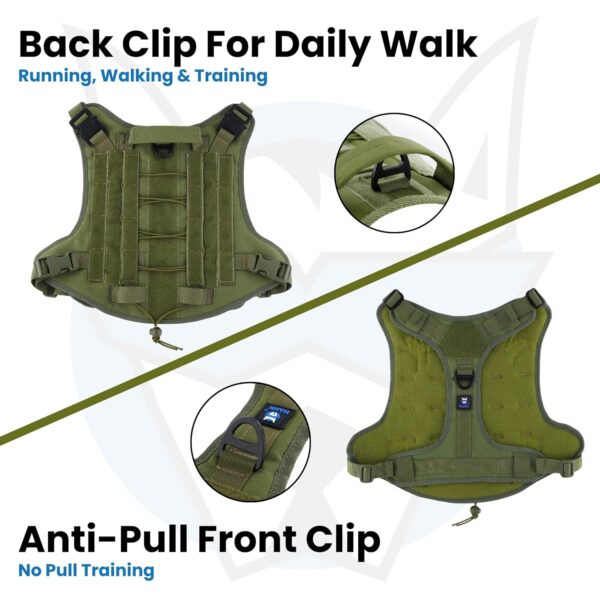 81V-zYUFKzL._SL1500_.jpg HANK Tactical Dog Harness - No Pull Heavy Duty - 1600D Oxford Nylon - Adjustable Dog Chest Belt - 2 Metal Buckle - Dog Vest for Training, Walking & Outdoor Adventure (Tactical Green, S - Harness)