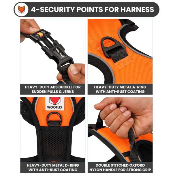 81V5Vh1qQaL._SL1500_.jpg Wooflix Heavy Duty Reflective Dog Harness for Large Sized Breed Dogs – No Pull, No Choke Harness for Dog with Adjustable Chest Belt with Soft Padded Handle | Orange – Size: Large (22kg to 32kg Dog)