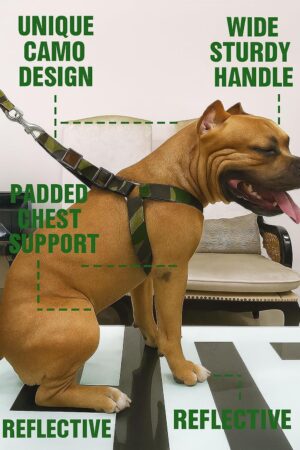 RvPaws Dog Army Print Adjustable Harness and Leash for Maxi RvPaws Dog Army Print Adjustable Harness and Leash for Maxi and Large Breed Dog Body Harness Military Design Heavy Hook Maxi Large Breed - Size XXL 1.5 Inch