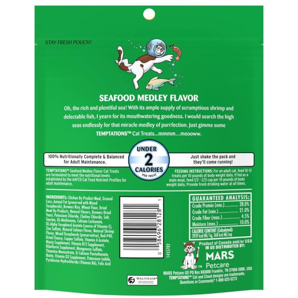 Whiskas Temptations Tartar Control Seafood Medley Flavour Treats for Cats, 6.3-Ounce Pouches (Pack of 10)