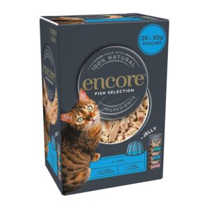 Encore Natural Wet Cat Food Tuna Multipack with Fish Selection in 50g Jelly Bag (Pack of 20 Bags) (Packaging May Vary)