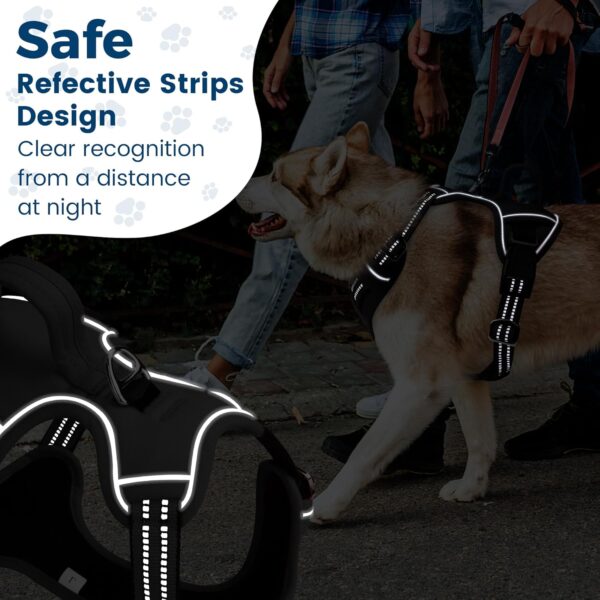 Funfox Dog Harness Medium Sized Dog, No Pull Dog Vest Adjustable, Comfortable Breathable Material Reflective Strips with Metal Clip for Control Easy Walking for Medium Breed Dogs Black