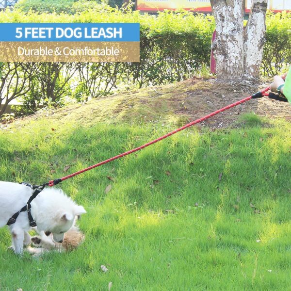Petology Dog Leash 5FT Long, ½ Inch Thick Reflective Heavy Duty Rope with Anti-Slip Padded Handle for Small & Medium Dogs (Red, 5 Feet - Small & Medium Dogs)