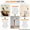 Foodie Puppies Cat Teaser Playing Wooden Stick Halloween Plush Toy (Pumpkin, 41cm) for Cats and Kittens | Interactive Bell Hanging Wood Wand | Fun Teasing, Catching, Chasing and Bonding Play