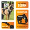 Buraq No Pull Tactical Dog Harness for Large Dogs, Heavy Duty, Adjustable Pet Harness with Handle for Easy Control, Dog Vest for Walking, Training, Hiking (S - Black)