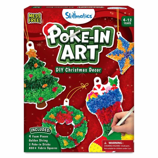 Skillmatics Poke-in Art - Christmas Decor, Mess-Free Art for Kids, DIY Craft Kits, Creative Activity, Fine Motor Skills, Gifts for Ages 4, 5, 6, 7, 8, 9, 10, 11, 12