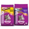 Whiskas Adult (+1 Year) Dry Cat Food, Chicken Flavour, 1.2kg Whiskas Adult (+1 Year) Dry Cat Food, Chicken Flavour, 1.2kg Pack & Whiskas Adult (+1 Year) Dry Cat Food, Mackerel Flavour, 1.2kg Pack