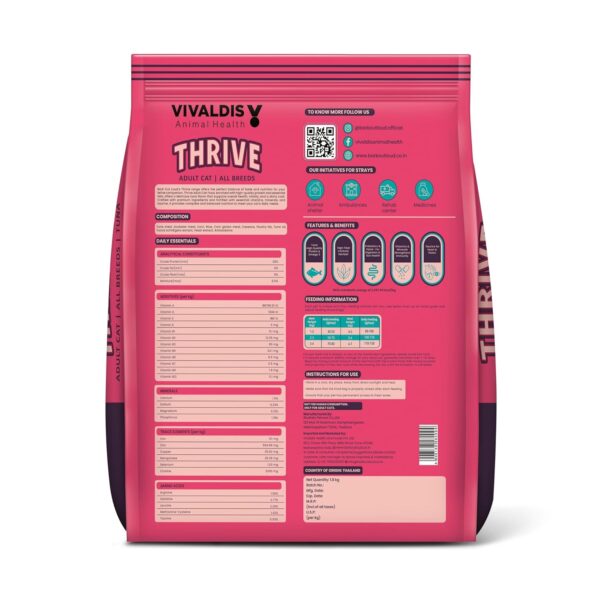 81aLjkcJ1cL._SL1500_.jpg Thrive - Bark Out Loud Real Tuna Fish Dry Cat Food | Antioxidants, Omega, Multivitamins | Yucca for Digestion 4.8 Kg