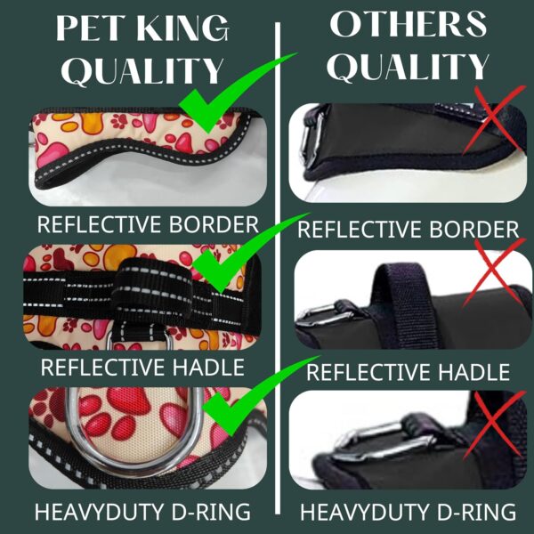 Pet King Personalized No-Pull Dog Harness with Leash � Custom Dog Name & Phone Number Adjustable Reflective Vest for All Breeds Size � Easy Control & Comfortable. (REDPAW, M(13-19 KGs))