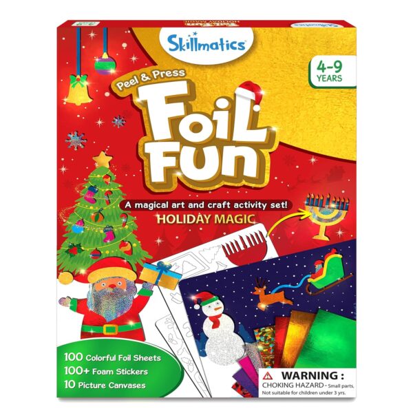 Skillmatics Foil Fun – Mess-Free Holiday Art & Craft Kit for Kids, DIY Creative Activity, Travel Game, Christmas Gift for Boys & Girls Ages 4, 5, 6, 7, 8, 9