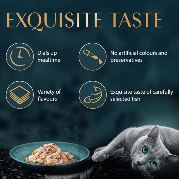 Sheba Rich Premium Adult (1+ Years) Wet Cat Food, Fish with Dry Bonito Flavour, 35 g Pouch (Pack of 12), High-moisture wet food for healthy hydration