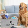 81dEZEYhU-L._SL1500_.jpg Toy Storage Basket, Toy Baskets for Storage, Large Folding Cat Toy Box Felt Pet Basket Felt Pet Toys Bin Perfect for Organizing Blankets and Food