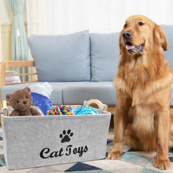 81dEZEYhU-L._SL1500_.jpg Toy Storage Basket, Toy Baskets for Storage, Large Folding Cat Toy Box Felt Pet Basket Felt Pet Toys Bin Perfect for Organizing Blankets and Food
