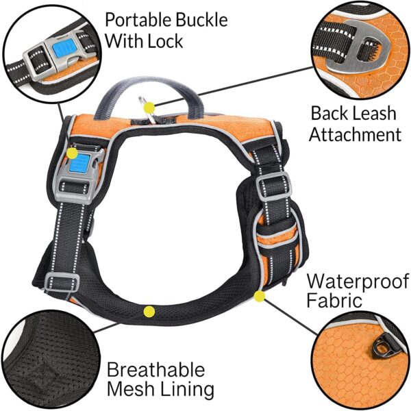 81em9imA2pL._SL1500_.jpg PetVogue Dog Harness With 3M Reflective|X Large Size No Pull Adjustable Dog Body Belt|Reflective Dog Vest Oxford Fabric|Soft Padded Easy Control Dog Chest Neck Belt|No More Pulling Or Choking|, Orange