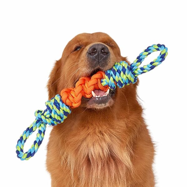 BarkButler x FOFOS Flossy Rope Toys for Dogs - Dog Chew Toy, Dog Toys for Large Dogs (10-30kgs) - Yellow & Grey
