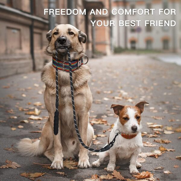 Pull Dog Harness Adjustable Easy Control Medium Large Dog Harness with A Free Heavy Duty 5ft Dog Leash, Dogs Neck Collar with Personalized Dog Name, Highly Reflective Rope Cord Training Leash
