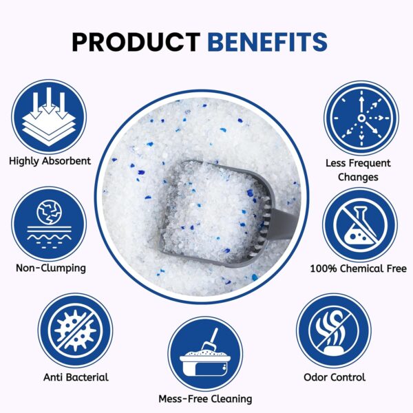 Foodie Puppies Silica Crystal Cat Litter - 3.8L (Pack of 2) | Odor Control and High Absorption | Non-Clumping, Deodorizing and Continuous Freshness | Natural and Low Dust