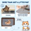 Cat Litter Mat Large – 55x75cm Double Layer Open Edge Design | Waterproof Durable EVA Material | Washable Anti-Slip, Easy to Clean Cat Mat (Grey (Mat Only))