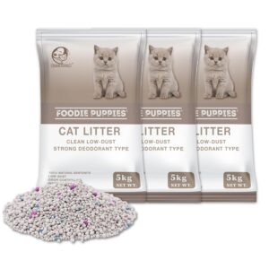 Foodie Puppies Natural Bentonite Cat Litter Sand - 15kg with Lavender Fragrance for Cats and Kittens | Clean Low-dust Strong Deodorant Litter Tray Refill with Odor Controlling and Instant Clumping